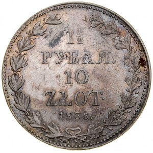Ruské dělení, Mikuláš I. 1826-1855, 1 1/2 rublu, 10 zlatých 1836 MW, Varšava.
