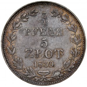 Russische Teilung, Nikolaus I. 1826-1855, 3/4 Rubel, 5 Gold 1839 MW, Warschau.