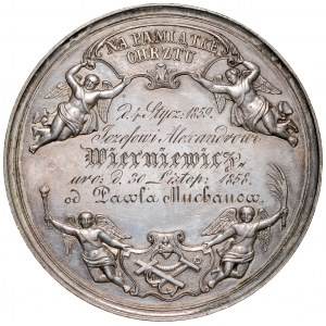 Medal chrzcielny autorstwa J. Herkner'a z dedykowany Józefowi Aleksandrowi Wierniewiczowi w 1859 roku