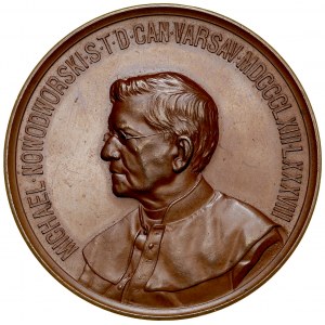 Medal from 1888 minted on the occasion of the 25th anniversary of Michał Nowodworski's editorial work in the Catholic Review