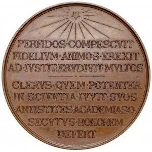 Medal z 1888 roku wybity z okazji 25-lecia pracy redaktorskiej Michała Nowodworskiego w Przeglądzie Katolickim