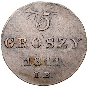 Herzogtum Warschau, 5 groszy 1811 IB, Warschau.