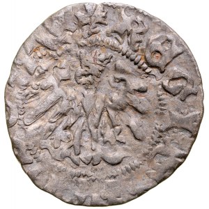 Ladislaus Jagiello 1386-1434, Půlpenny, Kraków, Av: Koruna, Rv: Jagellonský orel.