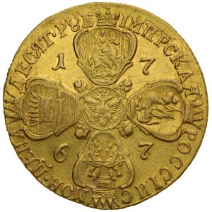 Rusko, Kateřina II. 1763-1796, 10 rublů 1767/6 SPB/TI, Petrohrad.