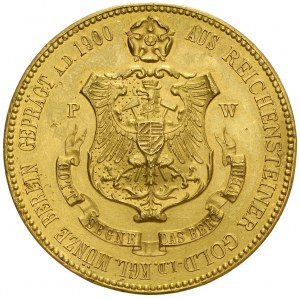 Złoty medal autorstwa O. Schultz'a z 1900 roku wykonany na zamówienie radcy królewskiego Hermanna Guttlera na szczęście i błogosławieństwo kopalni złota i górnikom w Złotym Stoku / Reichenstein.