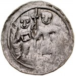 Bolesław III Krzywousty 1107-1138, Denar, Av.: Książę i Św. Wojciech, Rv.: Krzyż grecki, napis... DLANV...