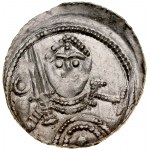 Władysław II Wygnaniec 1138-1146, Denar, Av.: Książę w hełmie trzyma miecz i tarczę, na niej umbo, w polu kółkom i litera T, Rv.: Biskup z pastorałem i biblią.
