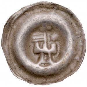 Button bracteate 2nd half of 13th century, unspecified district, Av.: Castle tower on it a pennant, on the side a star.