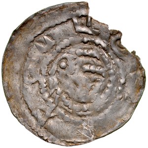 Władysław Odonic 1206-1239, Hebrew denarius, Gniezno? Av: Prince in majesty holds scepter and sword, Rv.: Lion?, Hebrew legend. R*- UNIQUE