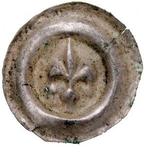 Button brakteat 2nd half of 13th century, unspecified district, Gdansk Pomerania, Av.: Lily.