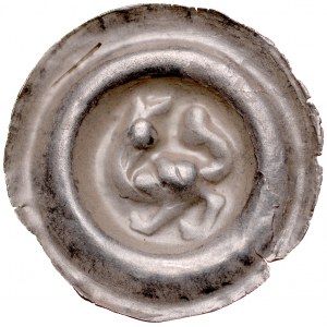 Button brakteat 2nd half of 13th century, unspecified district, Av: Dragon? with raised head.