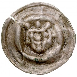 Gombíkový brakteát 2. polovica 13. storočia, bližšie neurčená provincia, Av.: Korunovaná hlava.