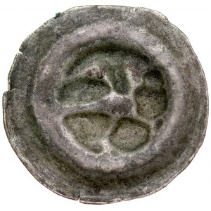 Button brakteat 2nd half of 13th century, unspecified district, Av.: Running bird with wings raised.