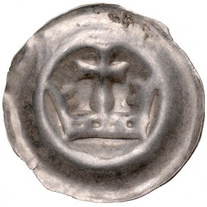Button brakteat, Av: Crown, above it a cross supported by a dot.