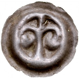 Button brakteat 2nd half of 13th century, unspecified district, Av.: Lily?, tree with branches ending in leaves.