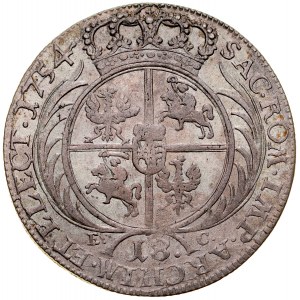 August III 1733-1763, 18 pennies 1754, Leipzig.