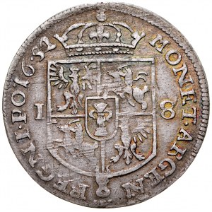 John II Casimir 1649-1668, Ort 1652, Wschowa. R6, variant without MW letters