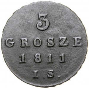 Księstwo Warszawskie, 3 grosze 1811 IS, Warszawa.
