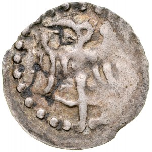 Jadwiga 1384-1386, Denarius, Poznan, Av: Piast eagle, Rv.: Two crossed keys, RR.