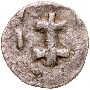Jadwiga and Władysław Jagiełło 1386-1399, Denar, Wschowa, Av: Piast eagle, Rv: Double cross in shield.