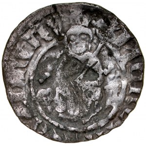 Kasimir der Große 1333-1370, Halbpfennig, Av: König in Majestät, Rv: Piastenadler.