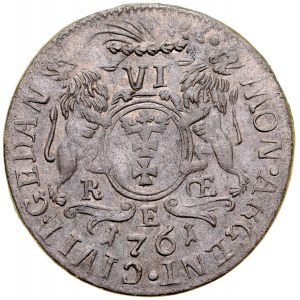 Augustus III. 1733-1763, Sixthak 1761 REOE, Danzig.