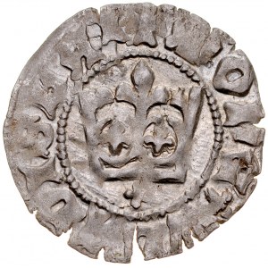 Ladislaus Jagiello 1386-1434, Halbpfennig, Krakau, Av: Krone, darunter ein Kreuz, Rv: Jagiellonischer Adler.