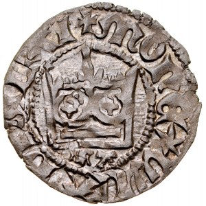 Ladislaus Jagiello 1386-1434, Halbpfennig, Krakau, Av: Krone, darunter die Buchstaben SA, Rv: Jagiellonischer Adler.
