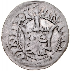 Ladislaus Jagiello 1386-1434, Halbpfennig, Krakau, Av: Krone, darunter die Buchstaben AS, Rv: Jagiellonischer Adler.