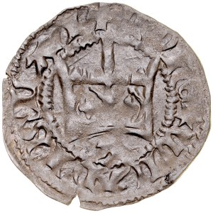 Ladislaus Jagiello 1386-1434, Halbpfennig, Krakau, Av: Krone, darunter der Buchstabe A Rv: Jagiellonischer Adler.