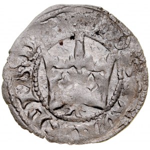 Ladislaus Jagiello 1386-1434, Halbpfennig, Krakau, Av: Krone, darunter der Buchstabe A Rv: Jagiellonischer Adler.