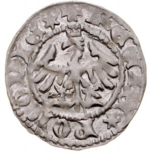 Władysław Jagiełło 1386-1434, Półgrosz, Kraków, Av.: Korona, pod nią litera P, Rv.: Orzeł jagielloński.