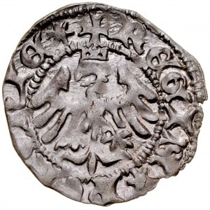 Władysław Jagiełło 1386-1434, Półgrosz, Kraków, Av.: Korona, pod nią litera N, Rv.: Orzeł jagielloński.