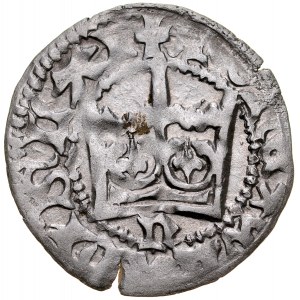 Ladislaus Jagiello 1386-1434, Halbpfennig, Krakau, Av: Krone, darunter der Buchstabe N, Rv: Jagiellonischer Adler.