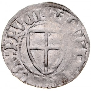 Henry von Plauen 1410-1413, Shell, Av.: štít veľmajstra, Rv.: teutónsky štít, Malbork, Toruń.
