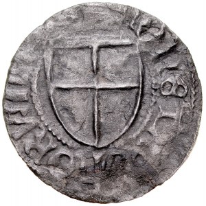 Henryk I Reuss von Plauen 1467-1470, Szeląg, Av.: Tarcza wielkiego mistrza, Rv.: Tarcza krzyżacka, Królewiec.