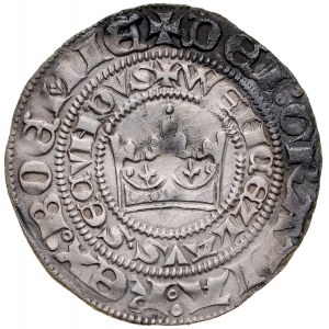 Wacław II 1300-1305, Grosz praski, Av.: Korona królewska, Rv.: Lew czeski.