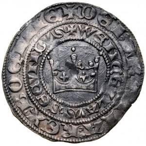 Wacław II 1300-1305, Grosz praski, Av.: Korona królewska, Rv.: Lew czeski.