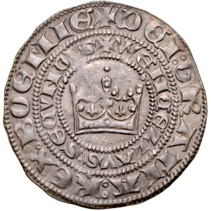 Wenzel II 1300-1305, Prager Pfennig, Av: Königskrone, Rv.: Böhmischer Löwe.