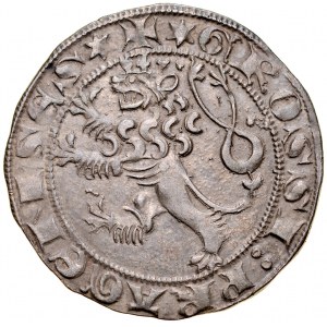 Wenzel II 1300-1305, Prager Pfennig, Av: Königskrone, Rv.: Böhmischer Löwe.