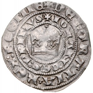 John of Luxembourg 1310-1346, Prague penny, Av: Royal crown, Rv.: Bohemian lion.