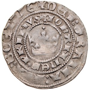 Jan Luksemburski 1310-1346, Grosz praski, Av.: Korona królewska, Rv.: Lew czeski.