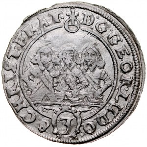 Śląsk, Księstwo Legnicko-Brzesko-Wołowskie, Jerzy III Brzeski, Ludwik IV i Chrystian Wołowsko-Oławski 1639-1663, 3 krajcary 1656, Brzeg.