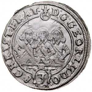 Silesia, Duchy of Legnicko-Brzesko-Wołowskie, Jerzy III Brzeski, Ludwik IV and Chrystian Wołowsko-Olawski 1639-1663, 3 krajcary 1656, Brzeg.