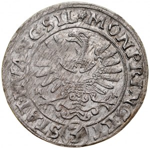 Sliezsko, Ferdinand II. 1620-1637, 3 krajcary 1634 H-R, Vroclav, Evanjelické stavy.