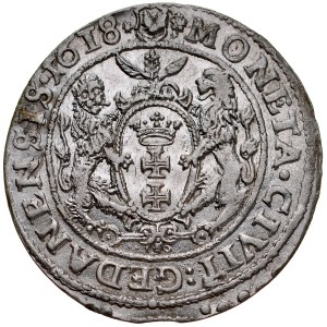 Žigmund III. 1587-1632, Ort 1618, Gdansk, javorový list, R