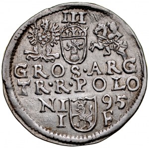 Žigmund III. 1587-1632, Trojak 1595, Olkusz. značka mincovne na konci legendy.