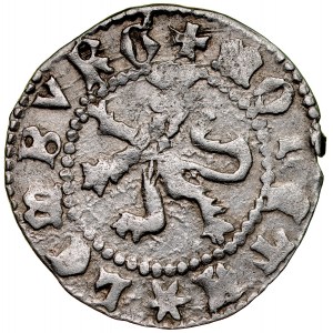 Władysław Jagiełło 1386-1434, Półgrosz lwowski, Av.: Kroczący lew, Rv.: Orzeł jagielloński.