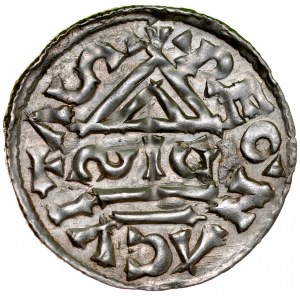 Německo, Heinrich II 985-995, Denar, Regensburg.