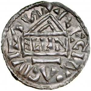 Německo, Heinrich II 985-995, Denar, Regensburg.